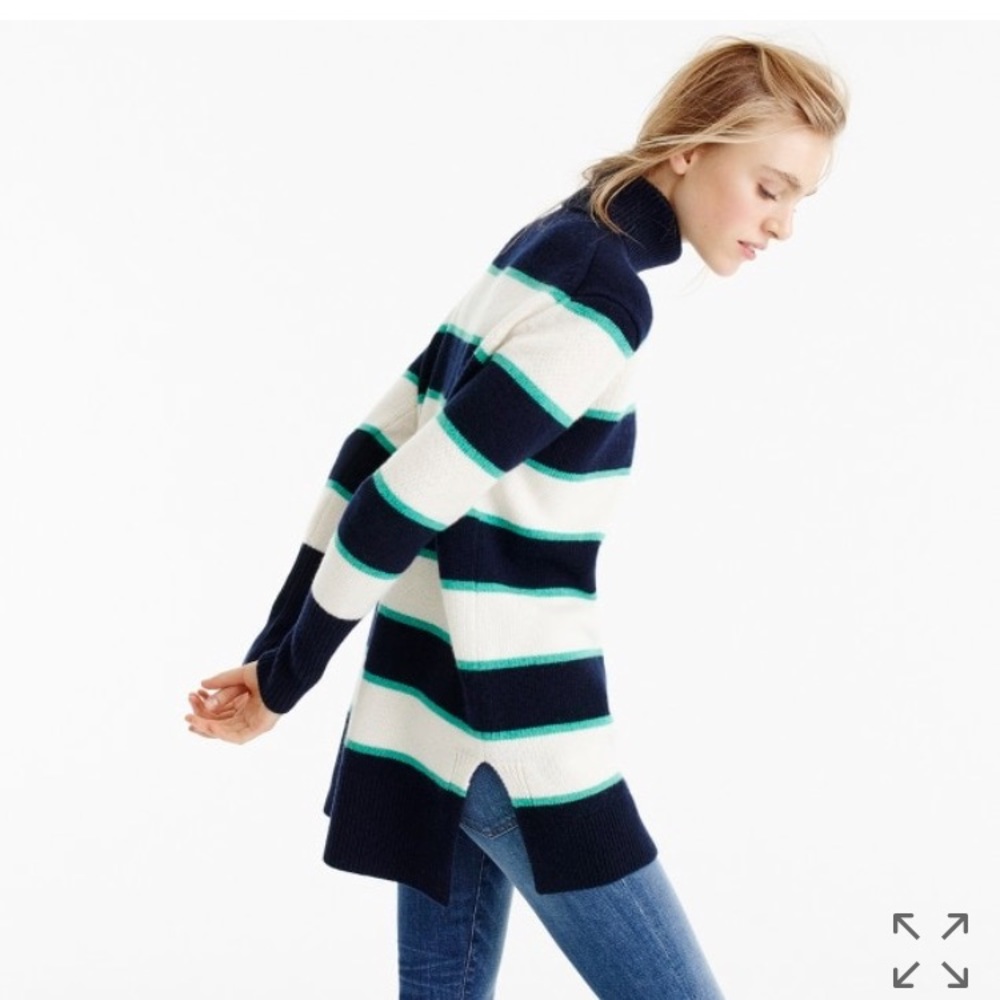 Striped turtleneck in wool-cashmere